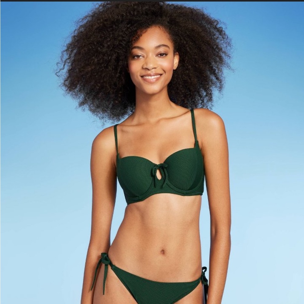Tie-Front Keyhole Textured Bikini Top - Shade & Shore